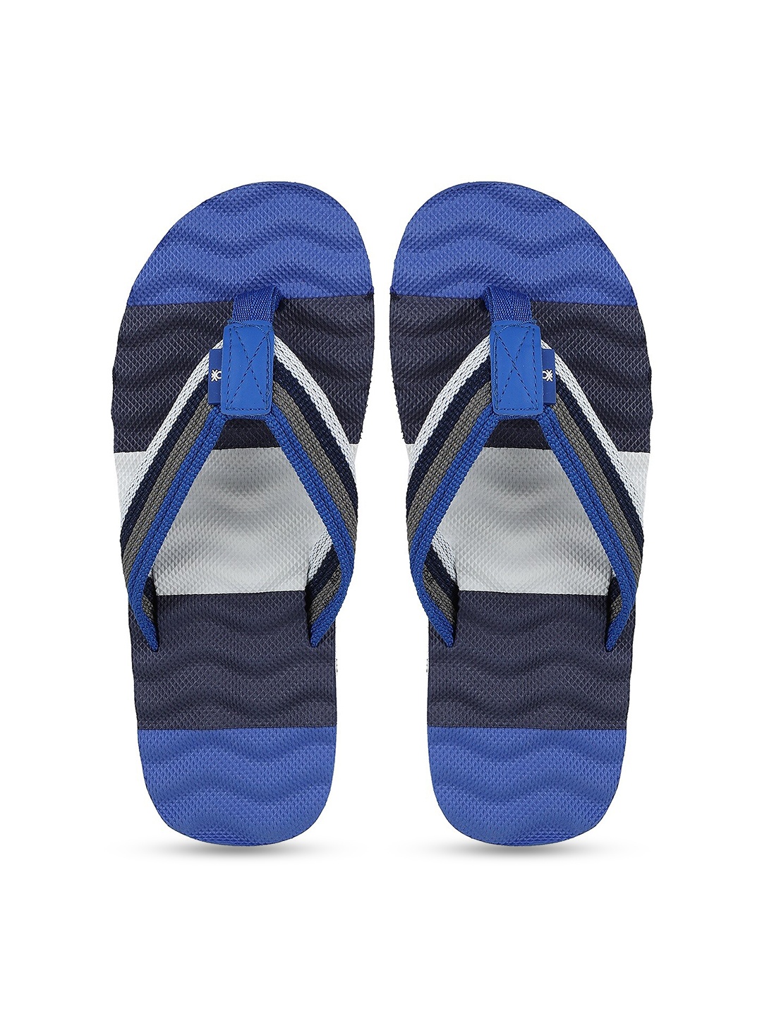 

United Colors of Benetton Men Blue & Black Colourblocked Rubber Thong Flip-Flops