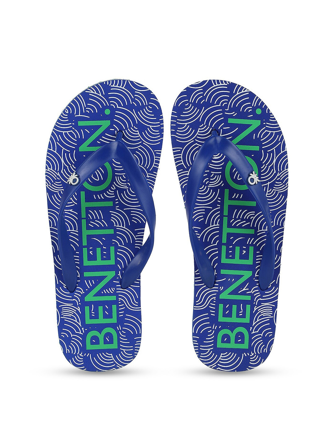 

United Colors of Benetton Men Blue & Green Printed Rubber Thong Flip-Flops