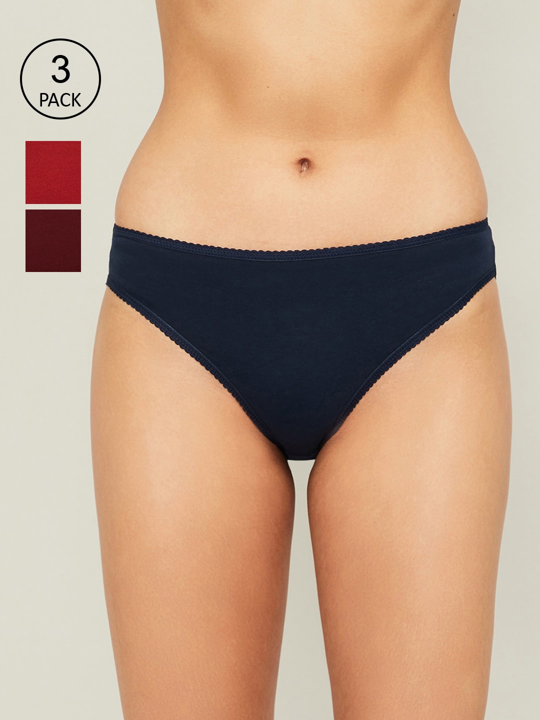 

Ginger by Lifestyle Women Pack of 3 Assorted Cotton Bikini Briefs 1000009765843