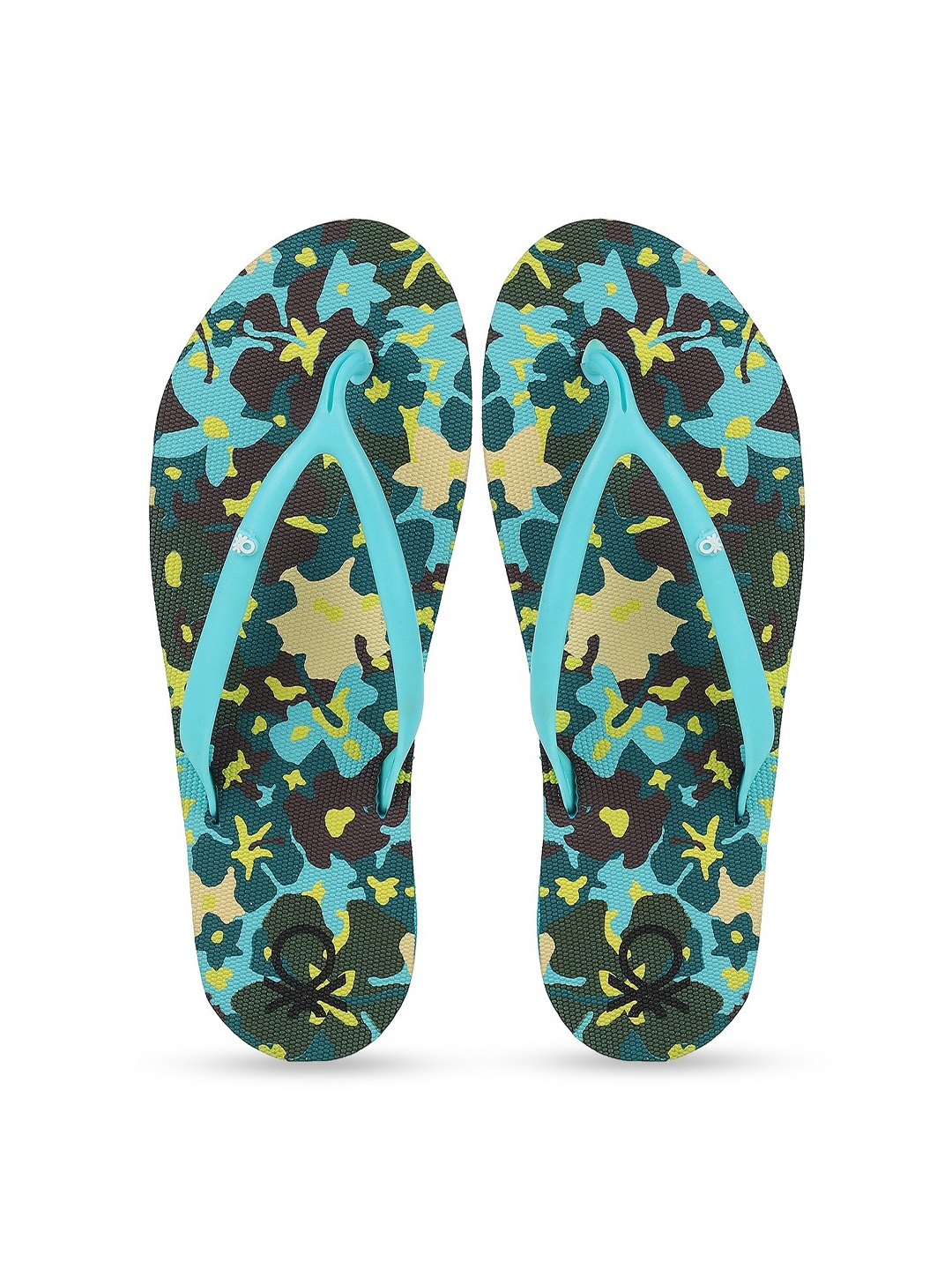 

United Colors of Benetton Women Blue & Green Printed Rubber Thong Flip-Flops