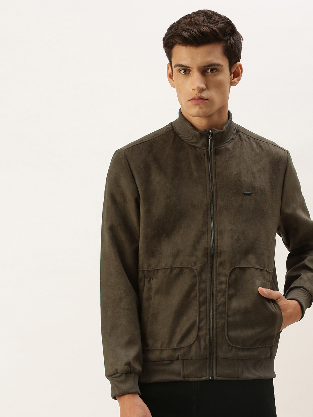 

Peter England Men Brown Solid Biker Jacket