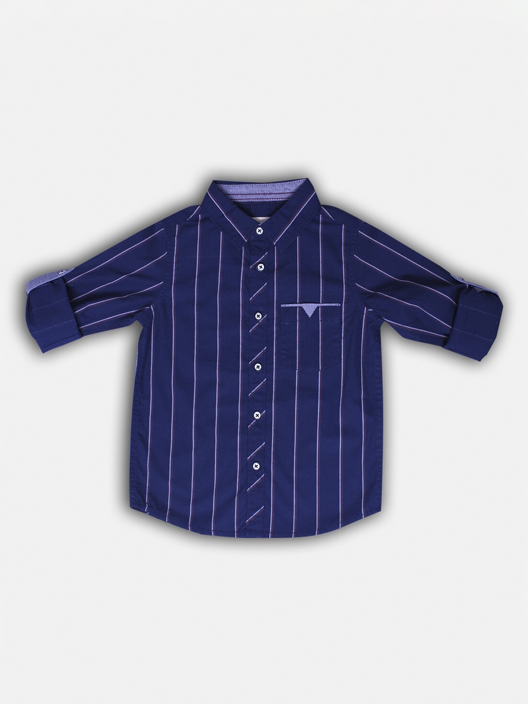 

Bella Moda Boys Navy Blue Opaque Striped Casual Shirt