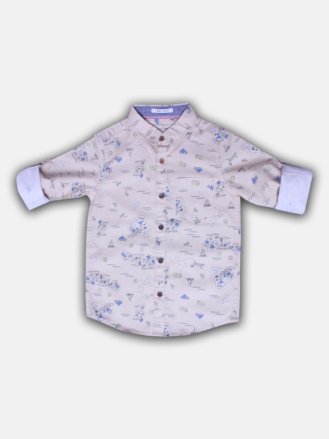 

Bella Moda Boys Khaki Opaque Printed Casual Shirt