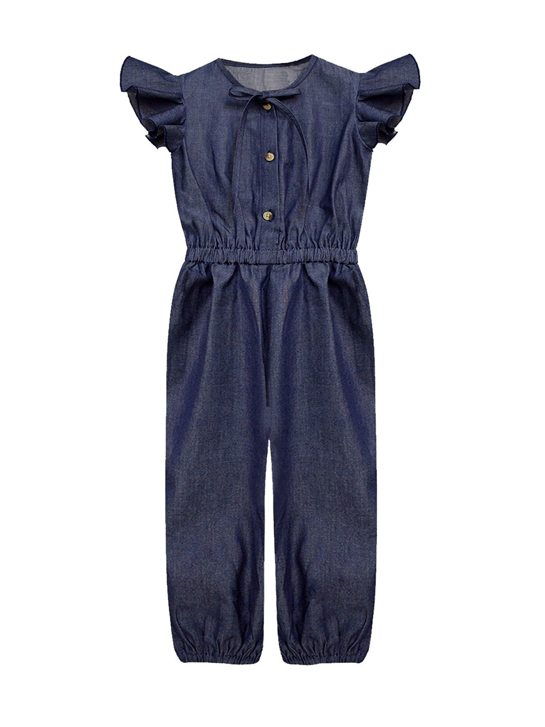 

A T U N Girls Navy Blue Basic Pure Cotton Jumpsuit