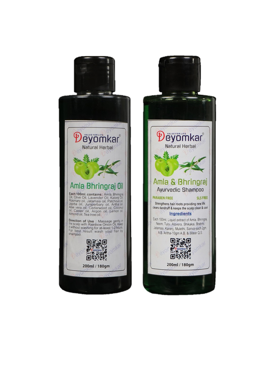 

Deyomkar Set of 2 Natural Herbal Alovera Shampoo & Neem Face wash, Green
