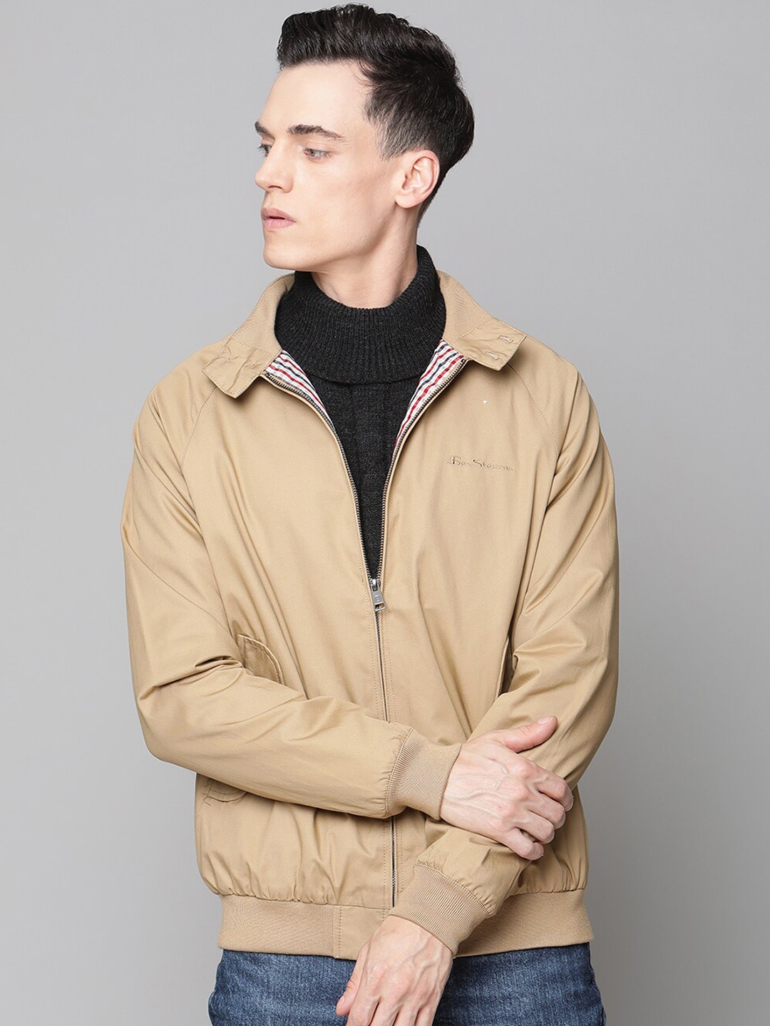 

BEN SHERMAN Men Brown Crop Tailored Jacket