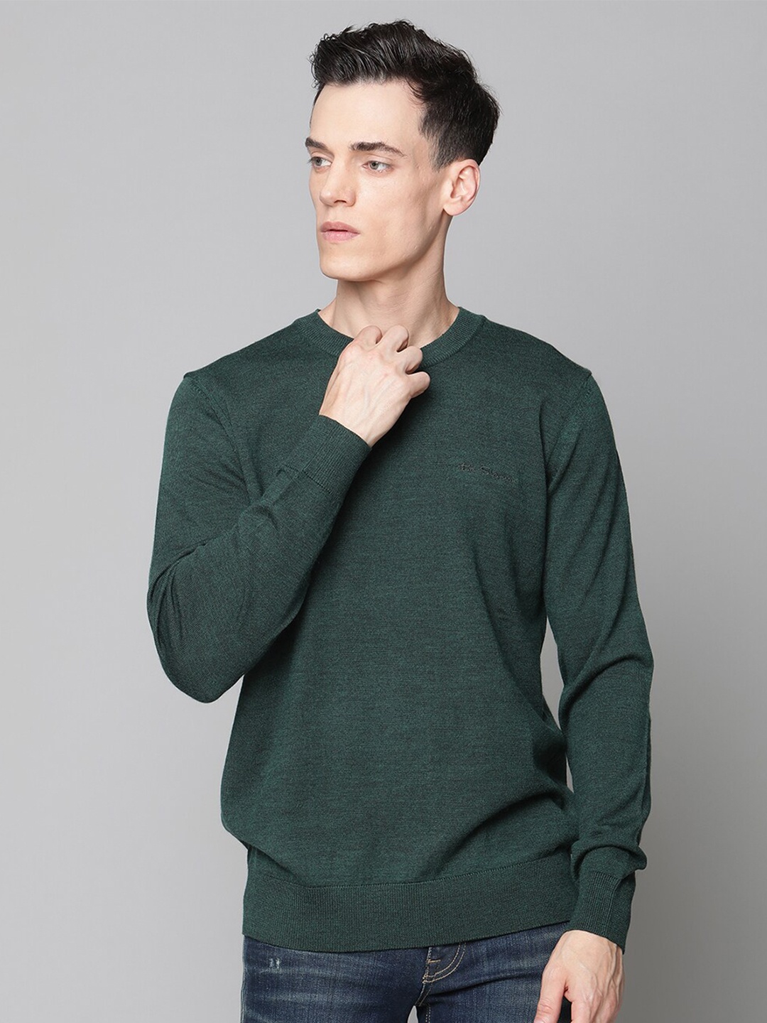 

BEN SHERMAN Men Green Solid Pullover