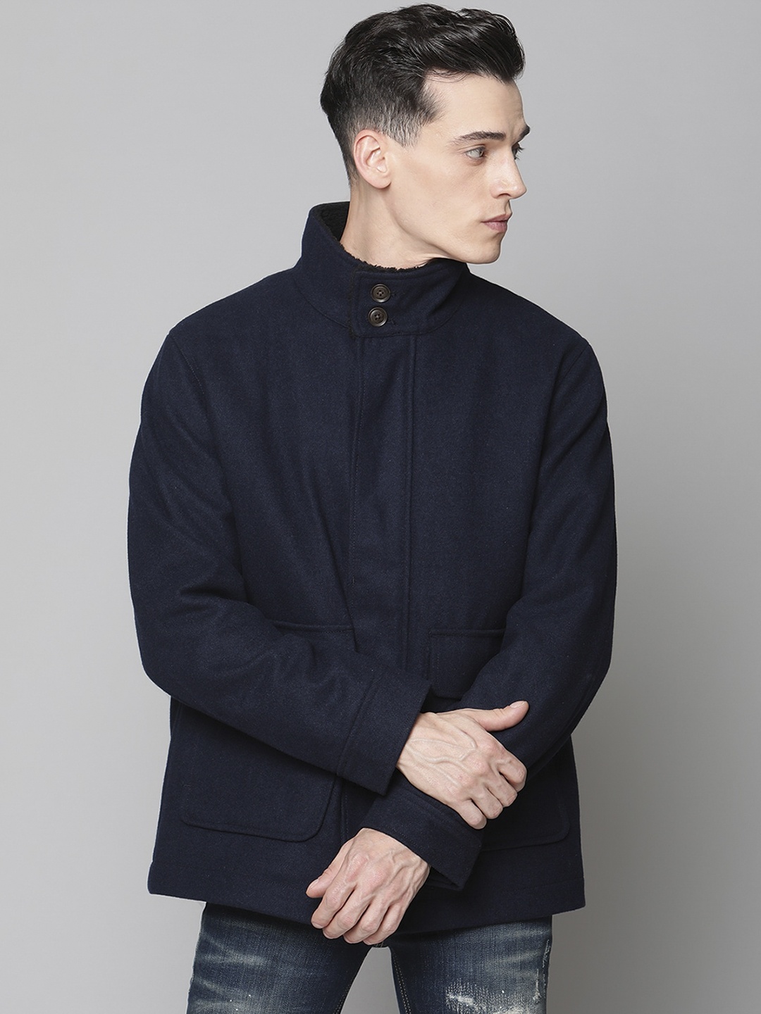 

BEN SHERMAN Men Navy Blue Solid Tailored Jacket