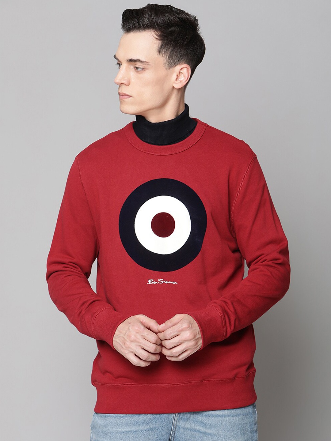 

BEN SHERMAN Men Red Printed Sweatshirt
