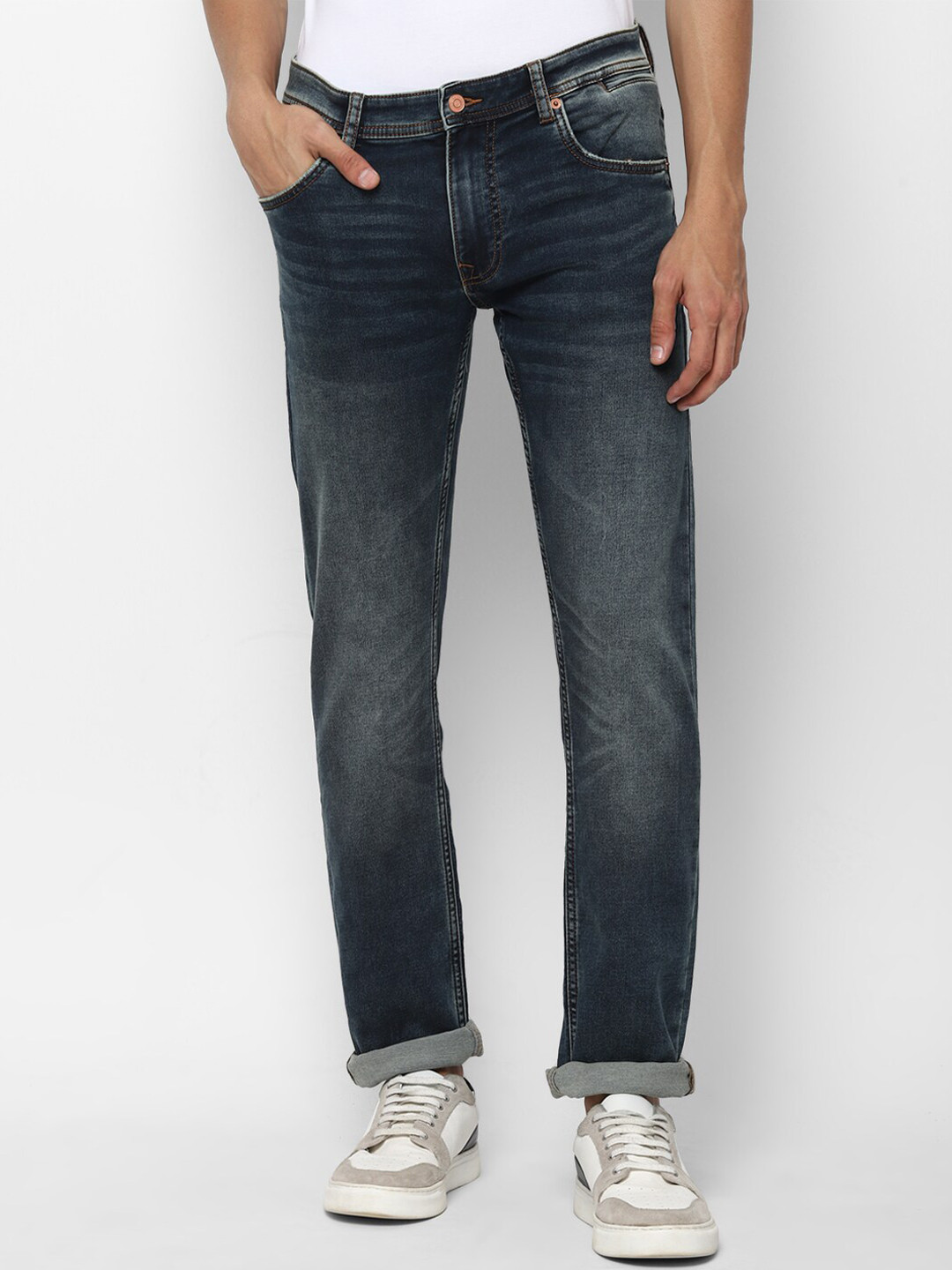 

Allen Solly Men Navy Blue Skinny Fit Heavy Fade Jeans
