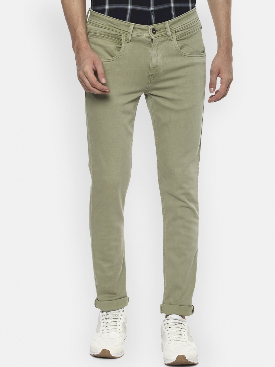 

VAN HEUSEN DENIM LABS Men Olive Green Skinny Fit Jeans