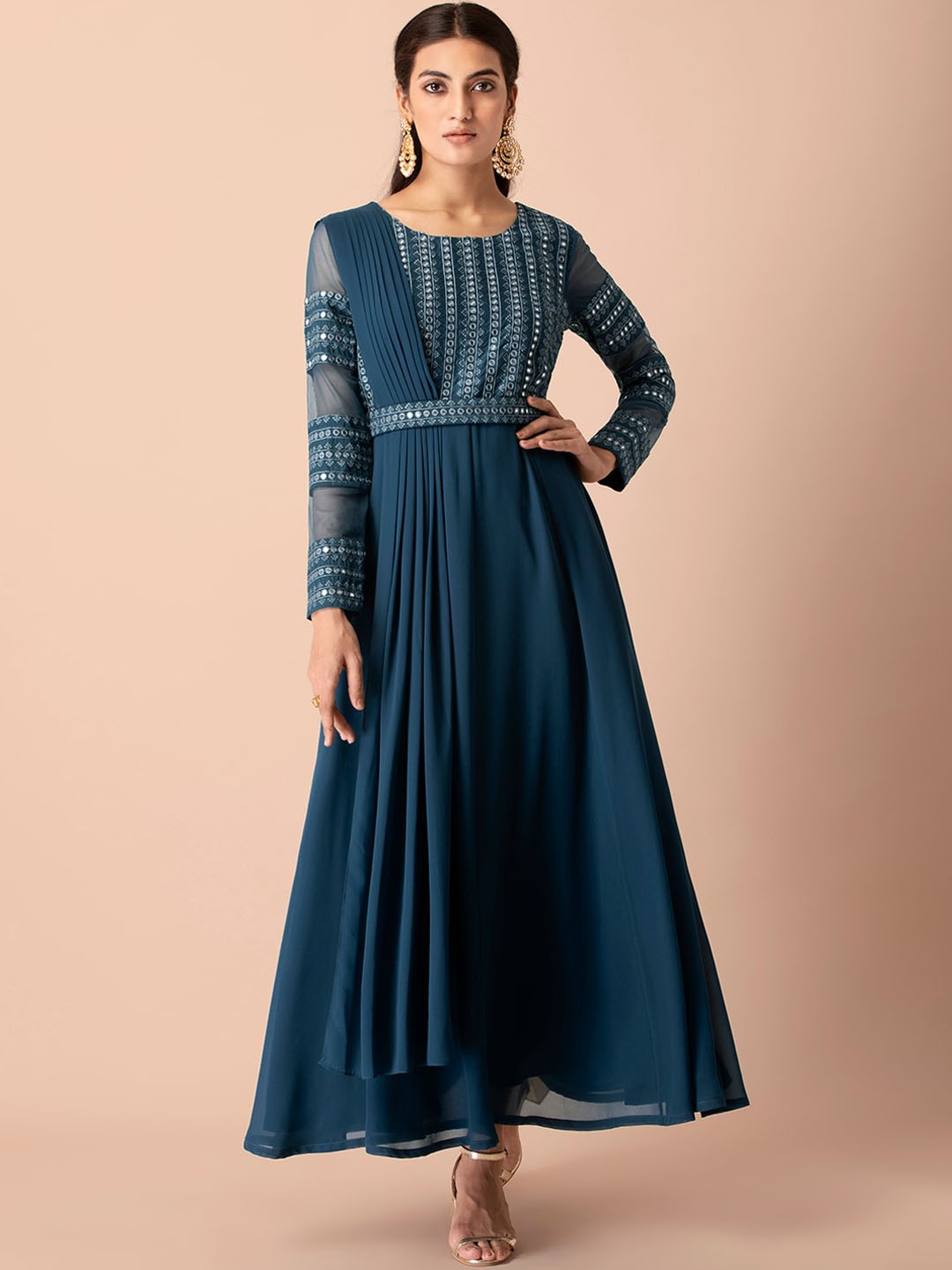 

INDYA Blue Ethnic Maxi Dress