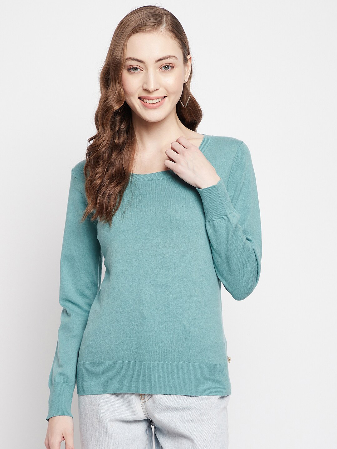

Madame Women Turquoise Blue Pullover