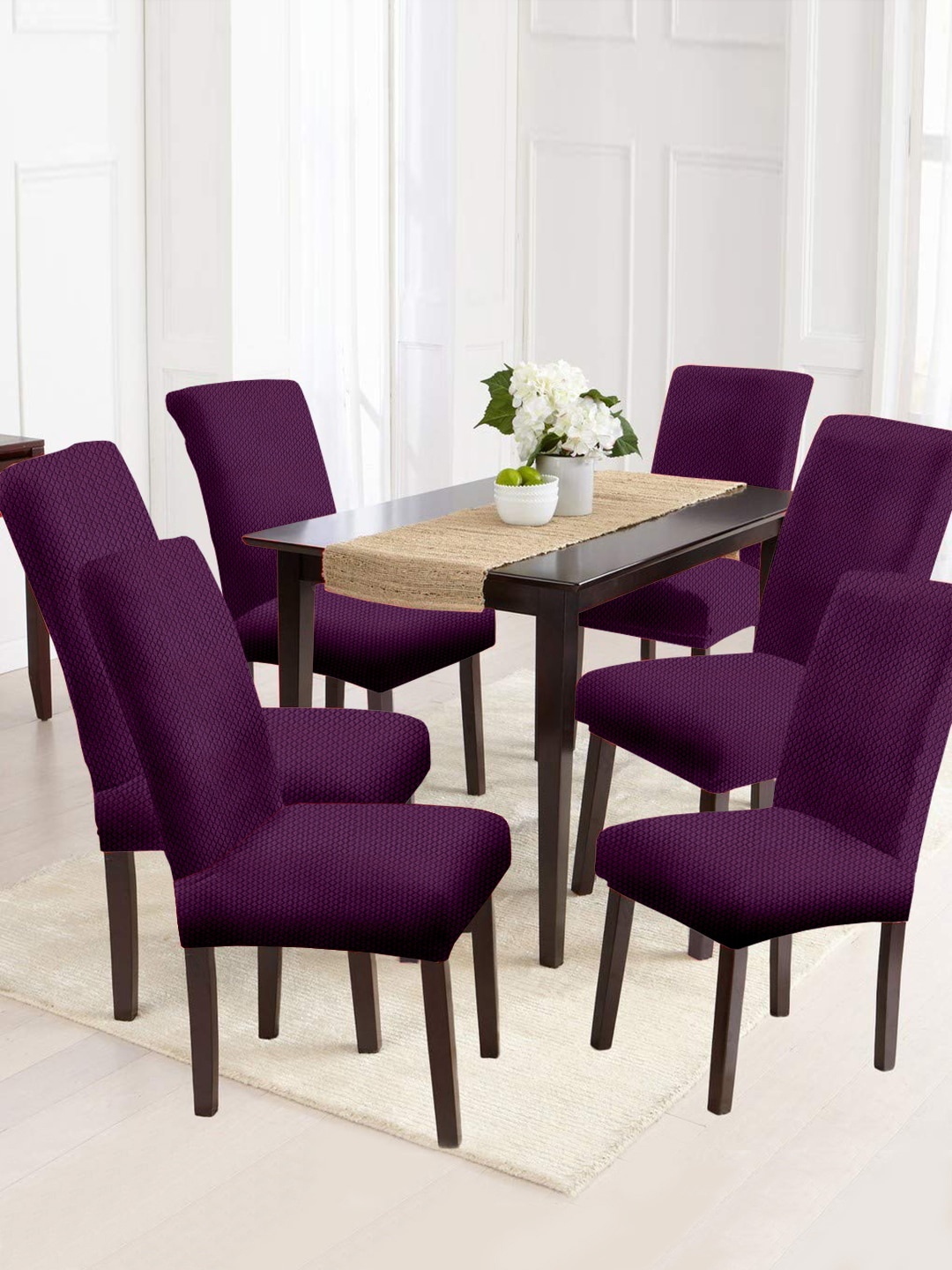 

Cortina Set Of 6 Purple Solid Chair Covers