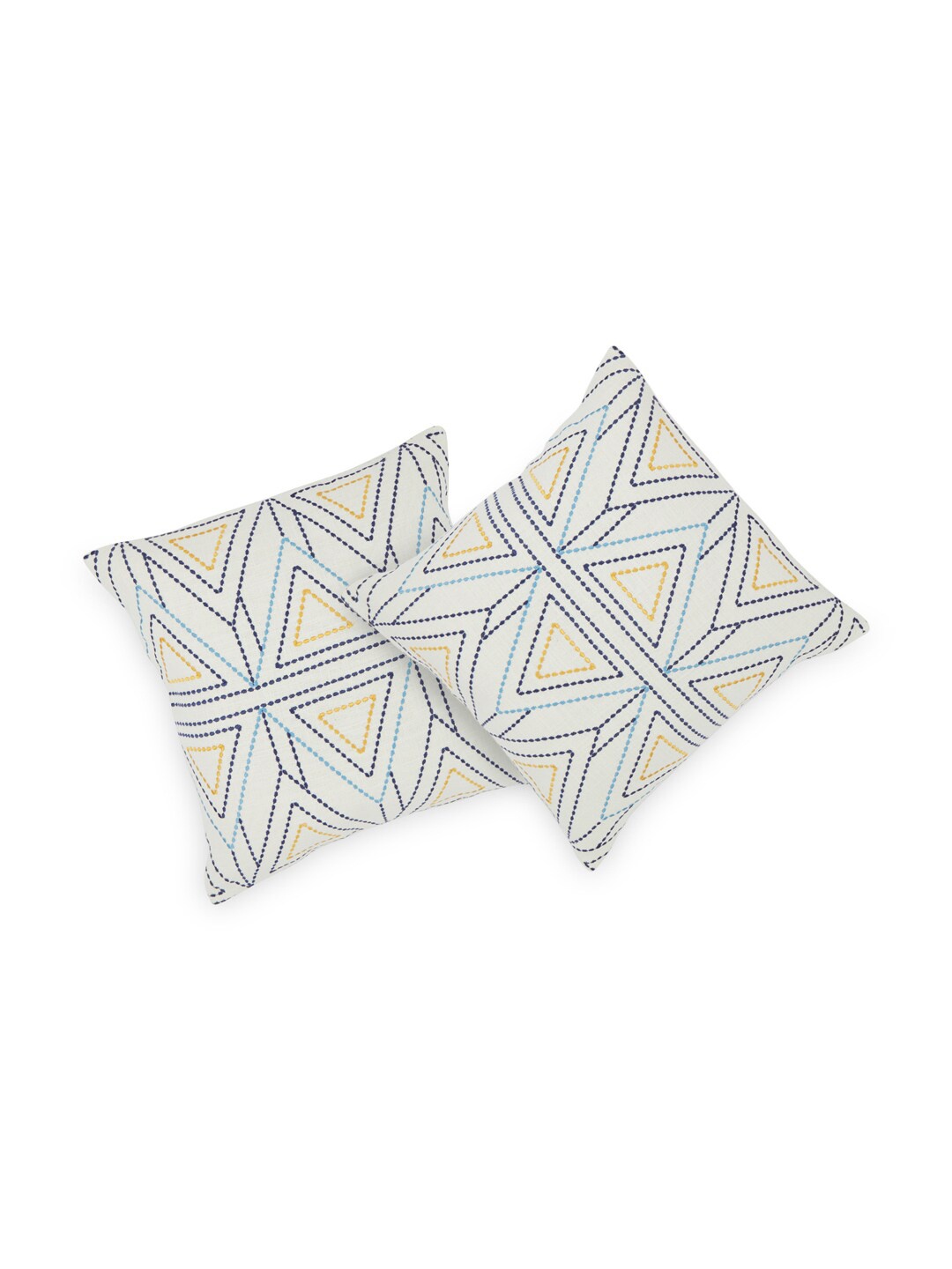 

Living scapes by Pantaloons Off White Embroidered Square Cushion Covers