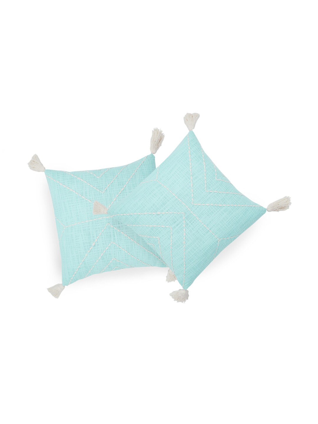 

Living scapes by Pantaloons Blue & White Embroidered Square Cushion Covers