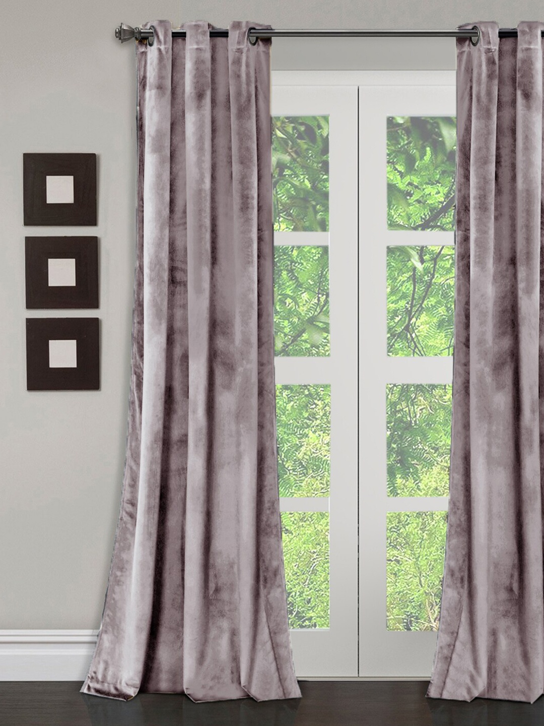 

eyda Grey Velvet Solid Door Curtain