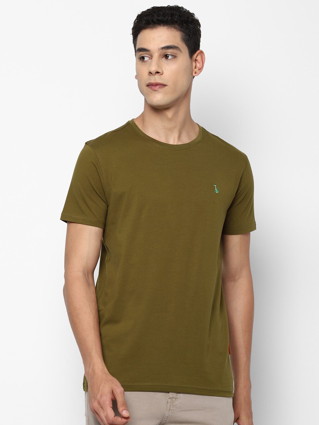 

SIMON CARTER LONDON Men Olive Green Slim Fit T-shirt