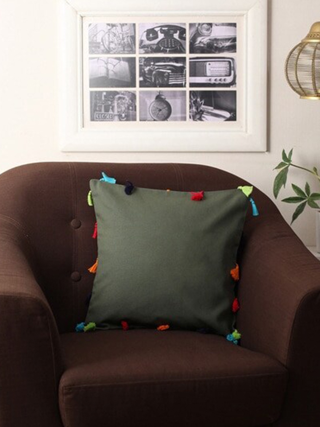 

Lushomes Green Square Cushion Cover