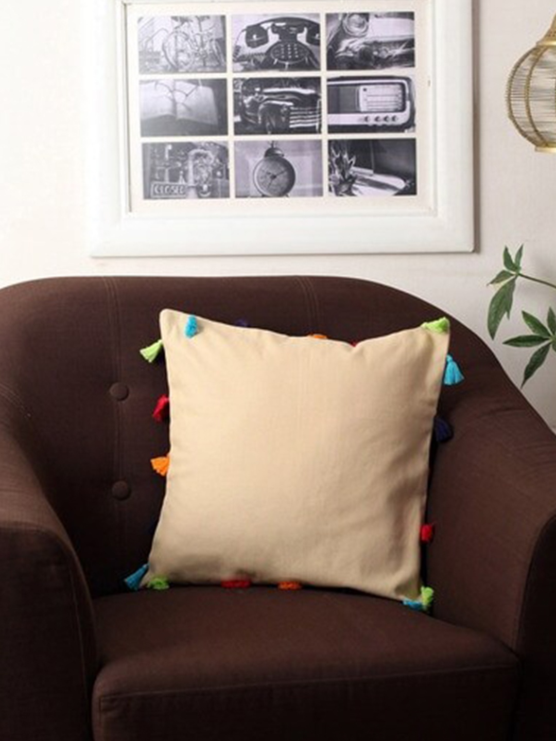 

Lushomes Beige Square Cushion Covers
