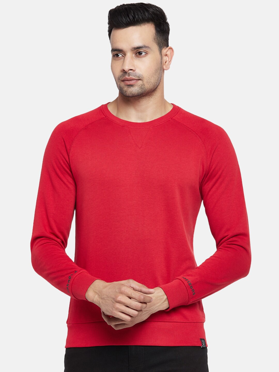 

People Men Red Solid Sweatshirt