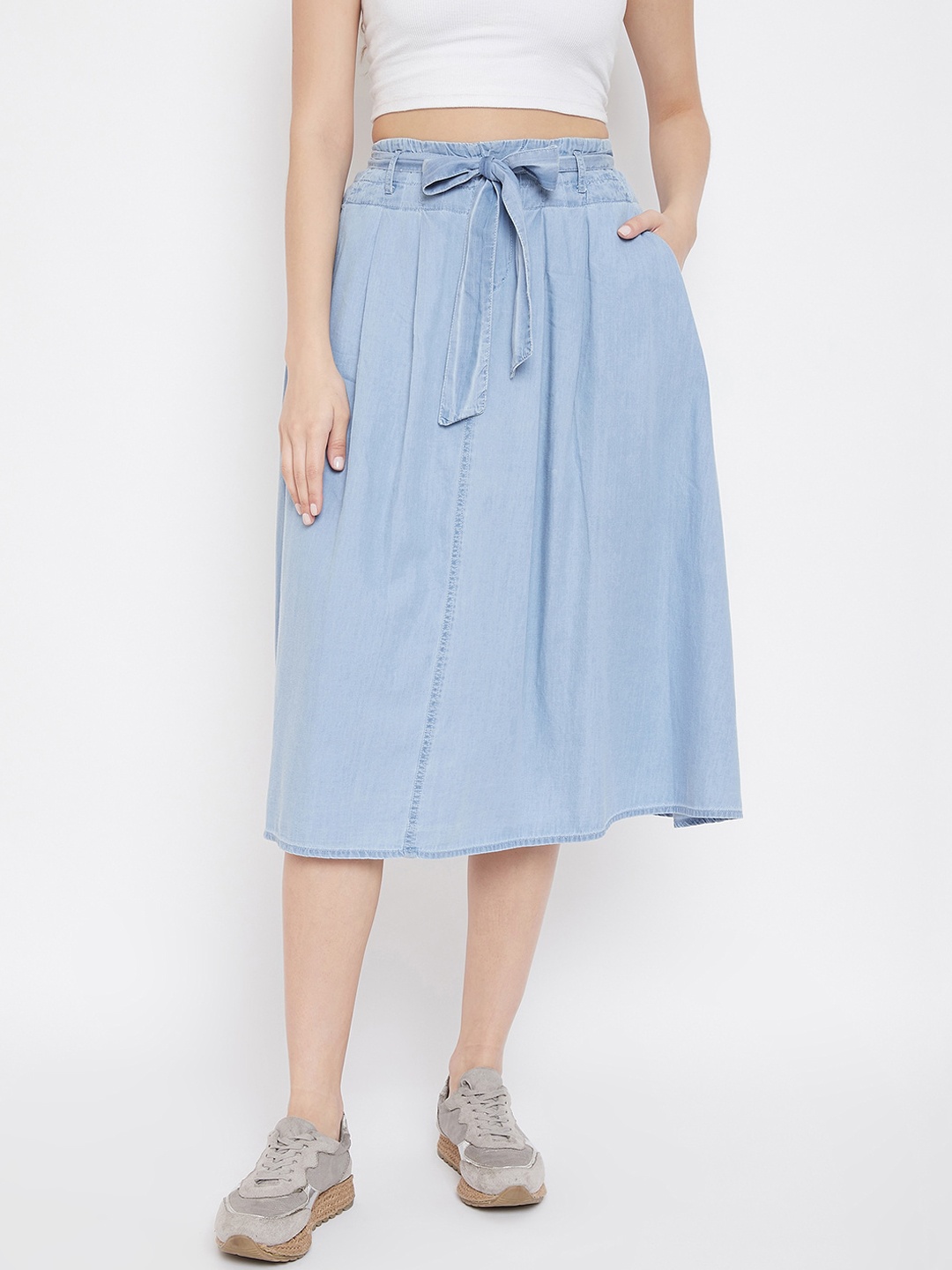 

Madame Women Blue Solid Flared Skirt