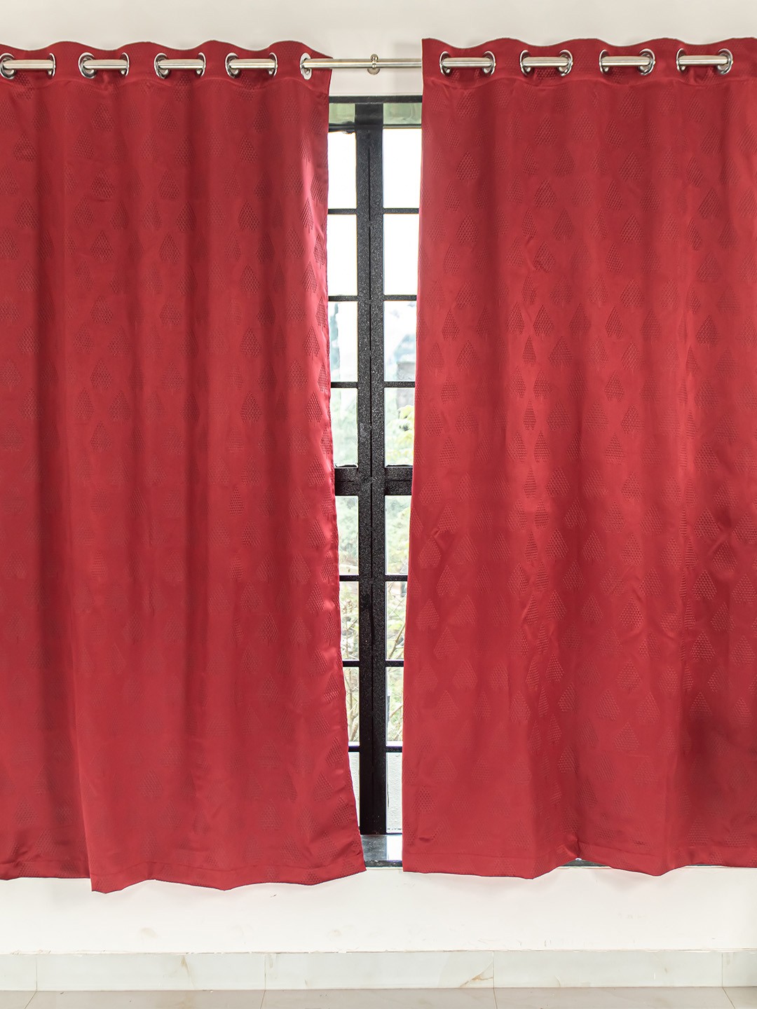 

Livpure Smart Set Of 2 Maroon Self Designed Long Door Curtains