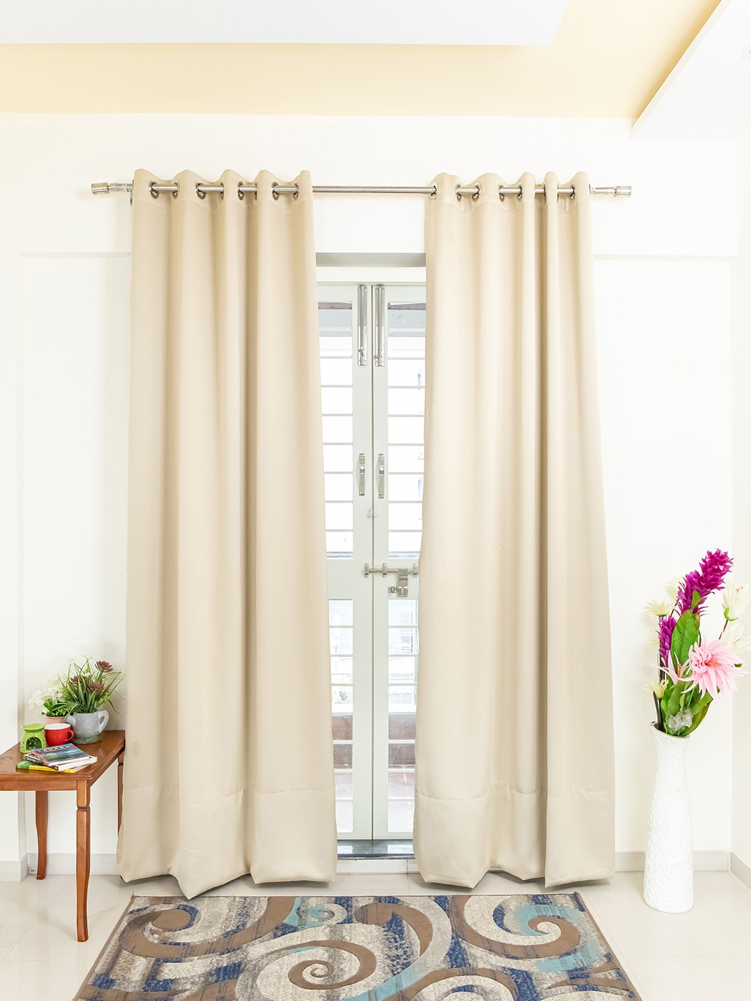 

Livpure Smart Beige Set of 2 Black Out Long Door Curtain