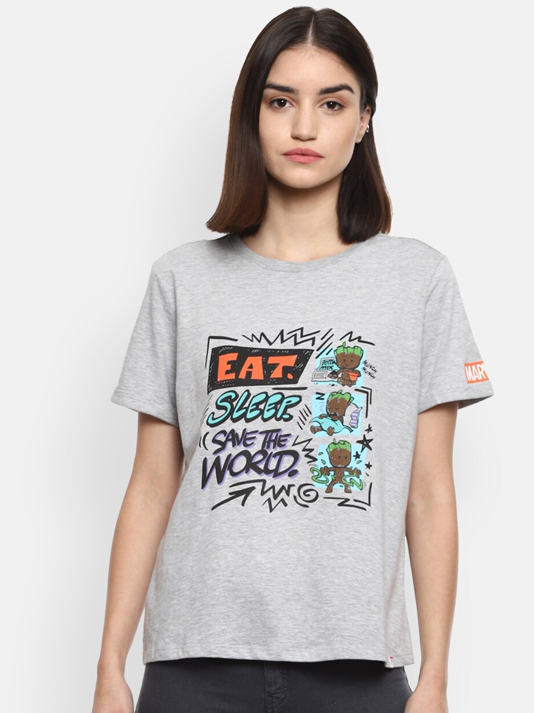 

Van Heusen Woman Women Grey Printed Applique T-shirt