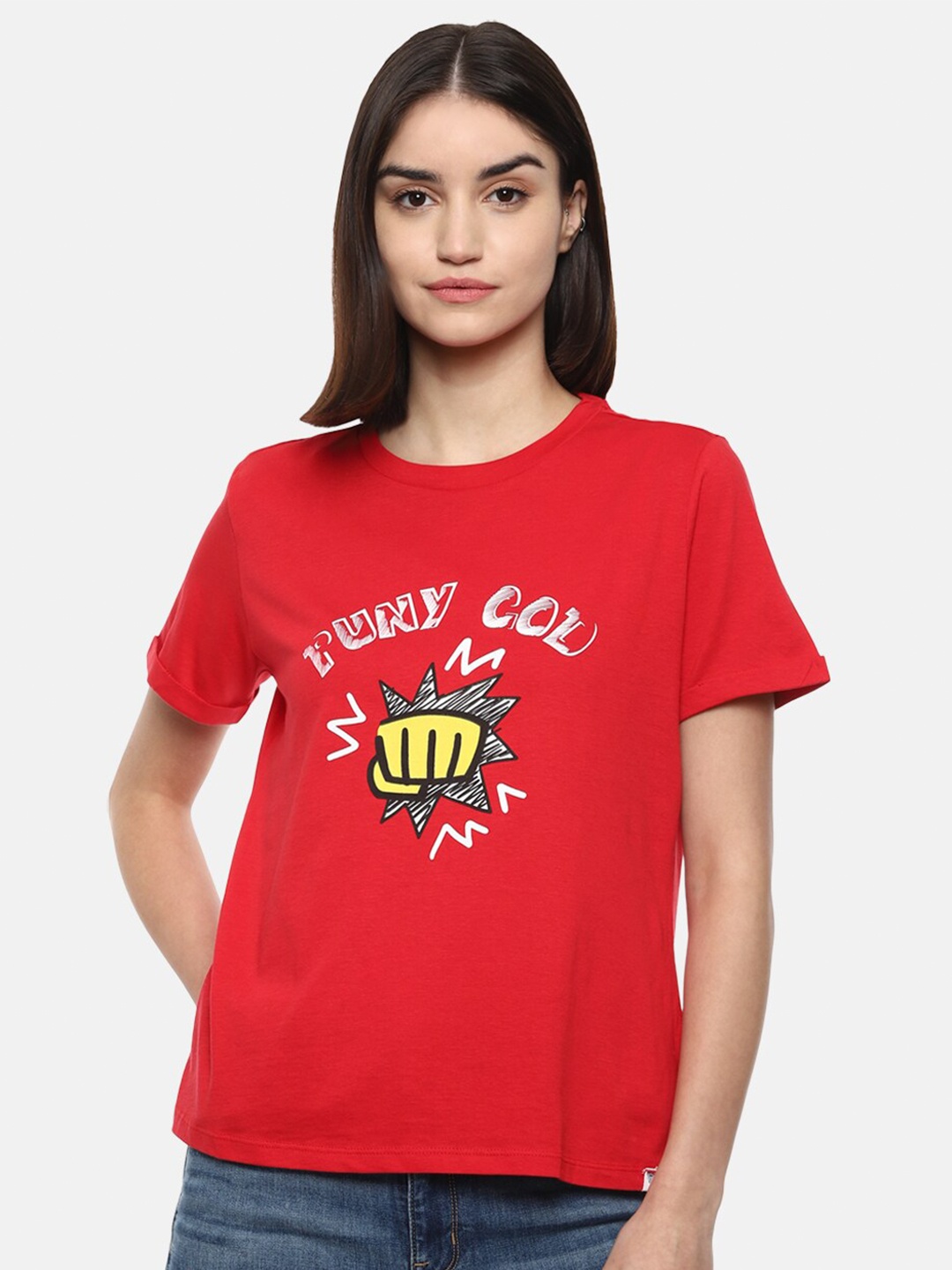 

Van Heusen Woman Women Red Printed Applique T-shirt