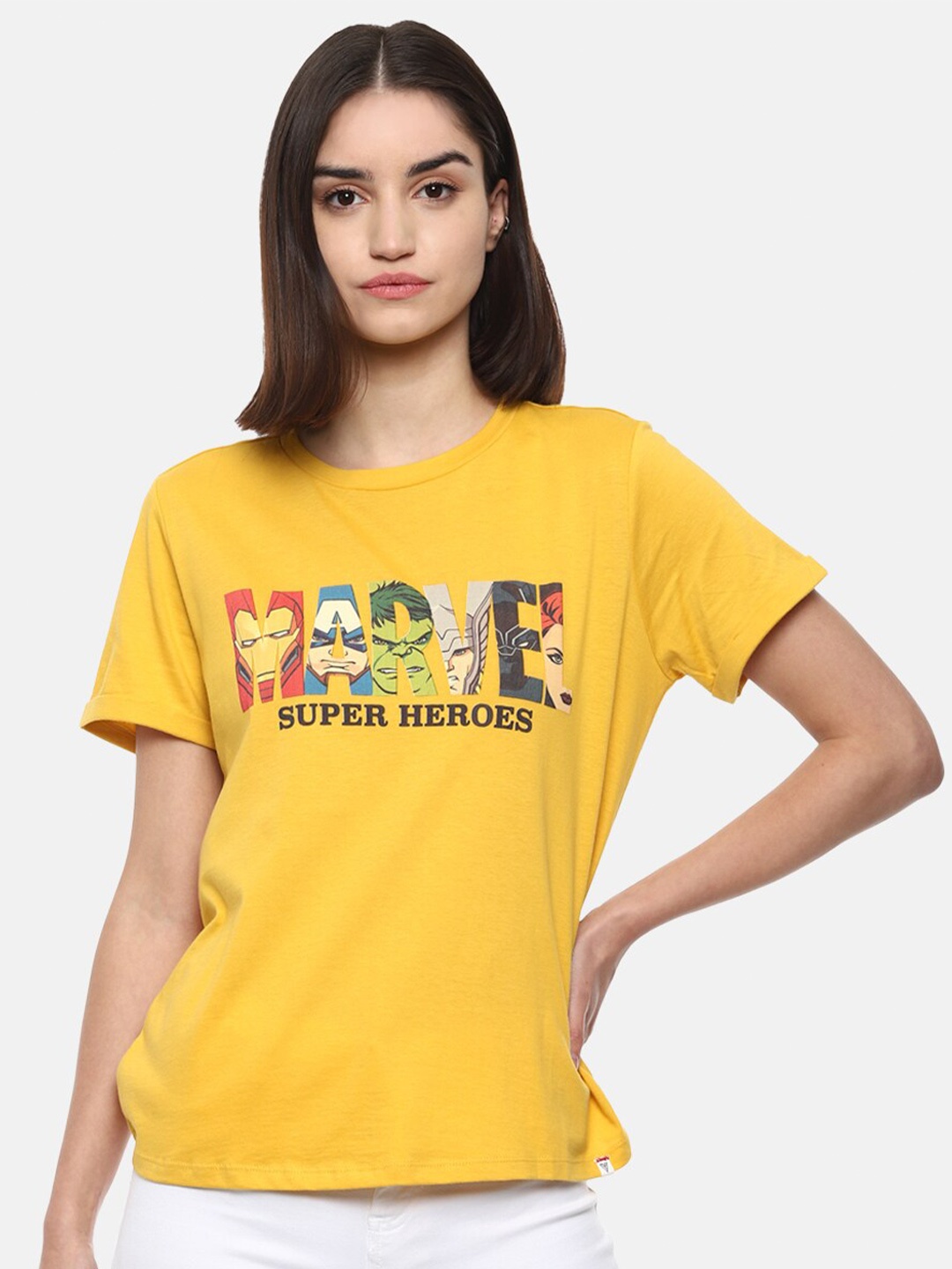 

Van Heusen Woman Women Yellow Printed T-shirt