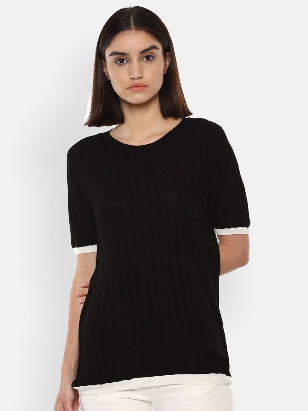 

Van Heusen Woman Women Black Raw Edge T-shirt