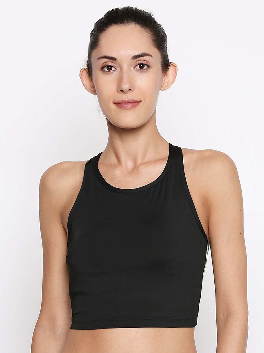 

People Women Black Solid Tank Crop Top