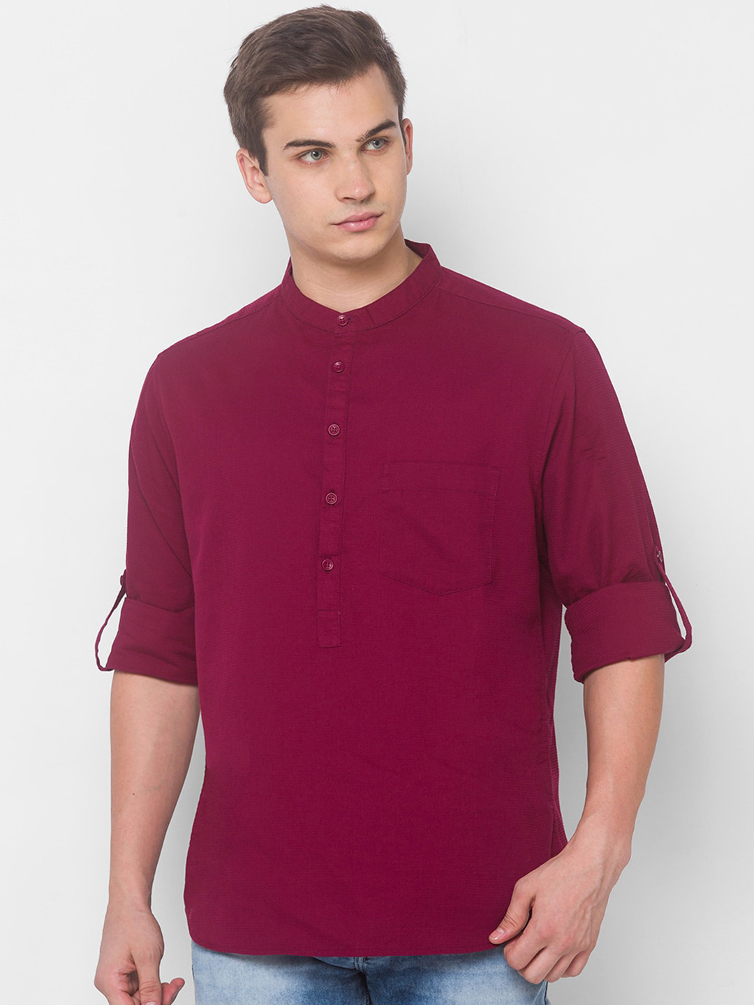 

Globus Men Maroon Solid Casual Shirt