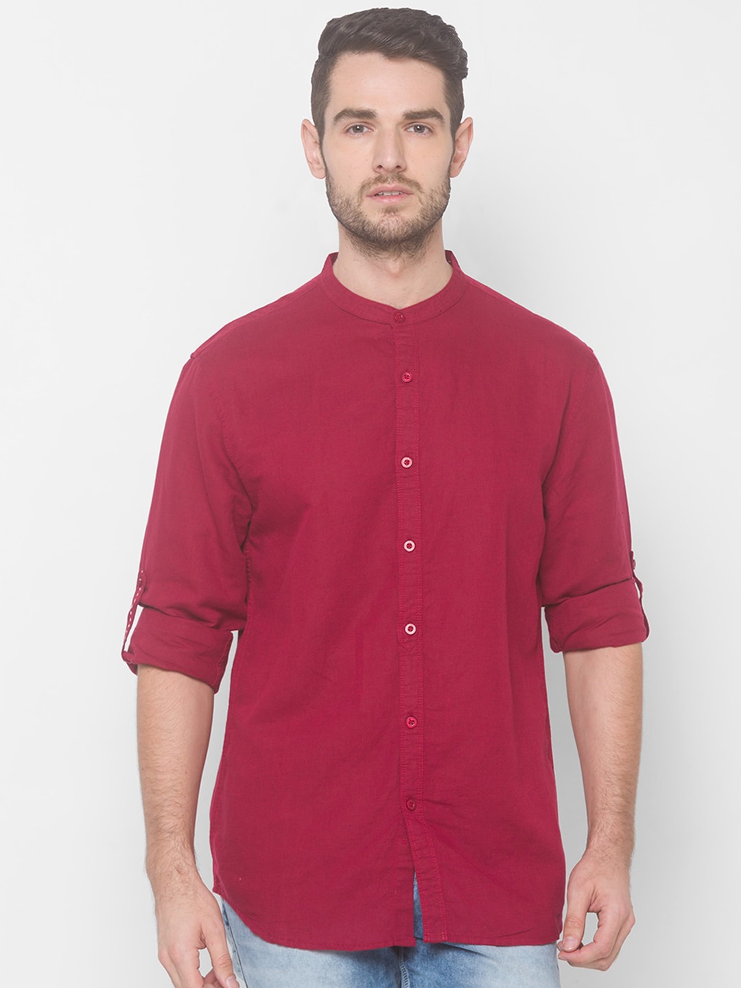 

Globus Men Maroon Solid Casual Shirt