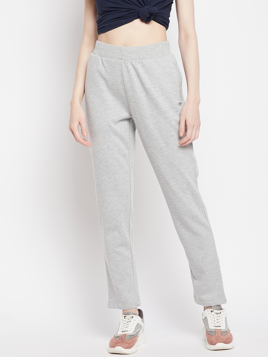 

Madame Women Grey Solid Cotton Track Pants