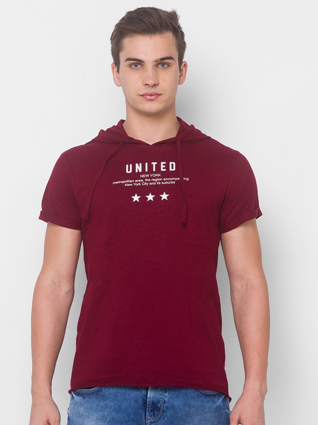 

Globus Men Maroon & White Typography T-shirt