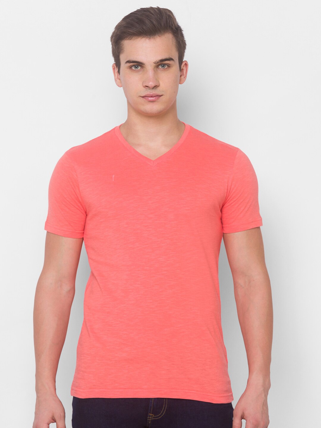 

Globus Men Coral V-Neck Cotton T-shirt