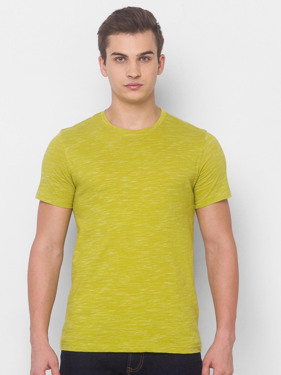 

Globus Men Lime Green Raw Edge T-shirt