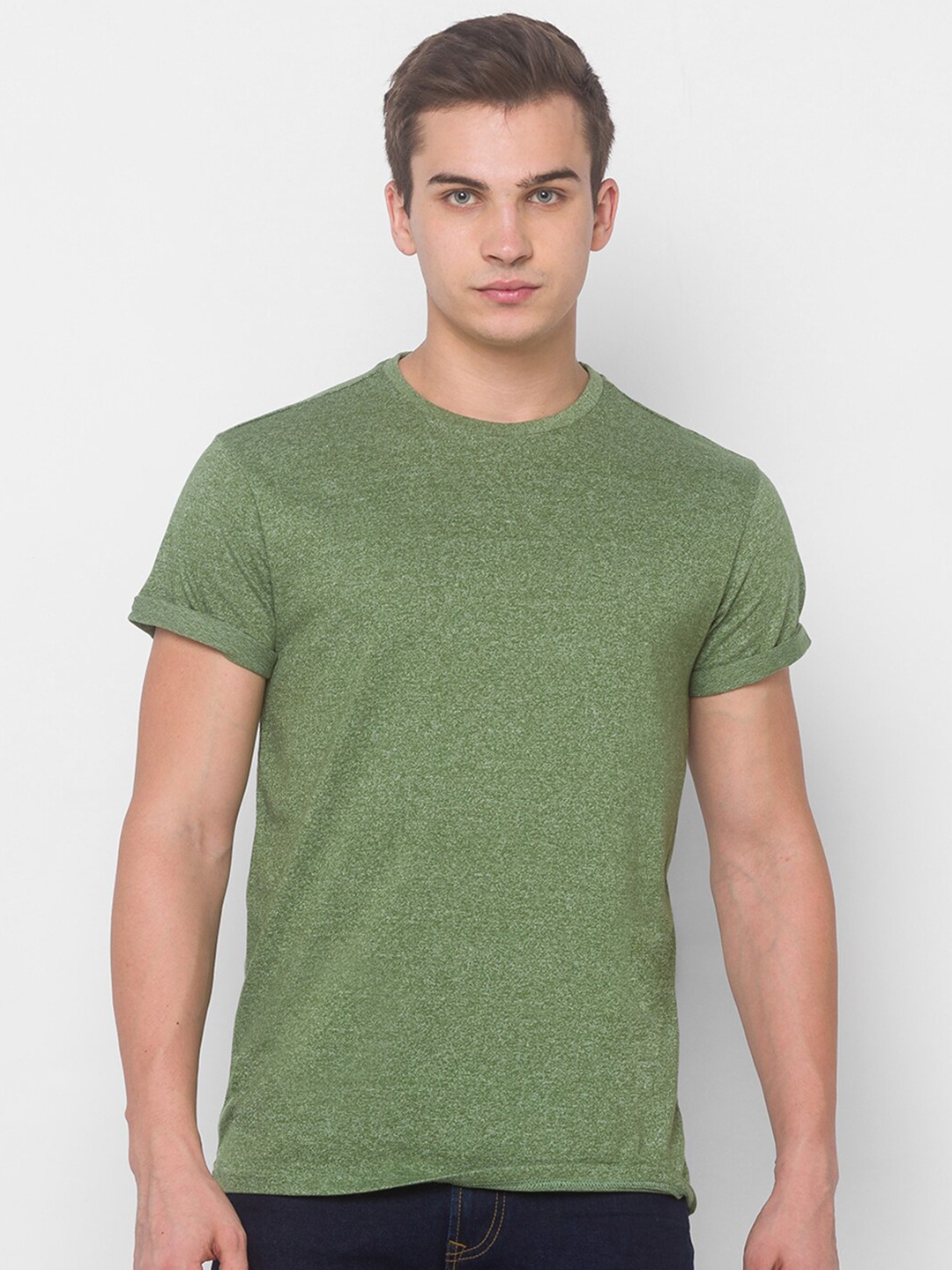 

Globus Men Green Raw Edge T-shirt