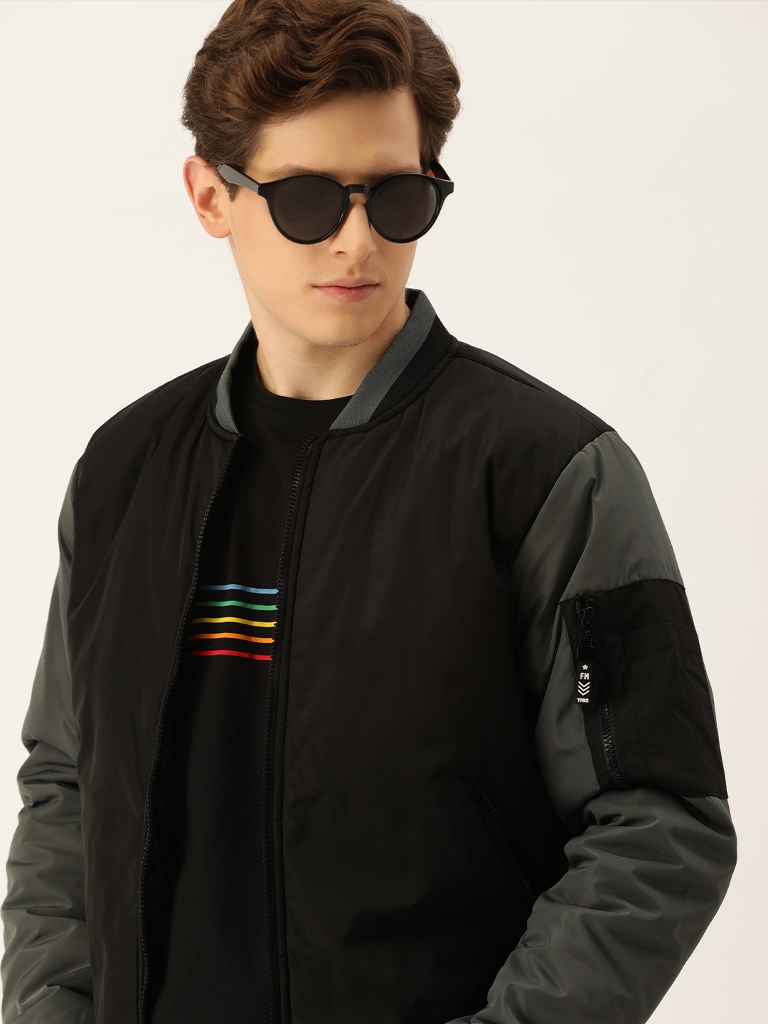 

Flying Machine Men Black Solid Bomber Jacket