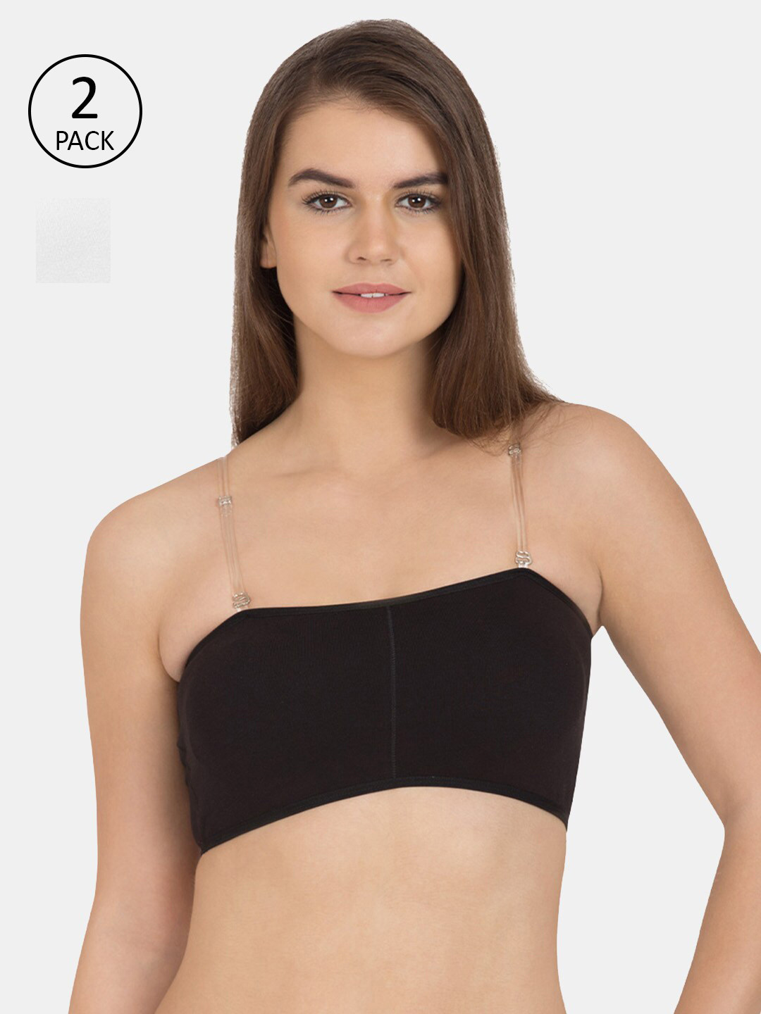

Tweens Pack Of 2 Black & White Bandeau Bra - Detachable Straps