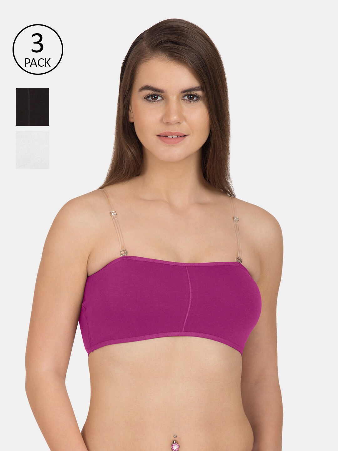 

Tweens Pack Of 3 Bandeau Bra, Magenta