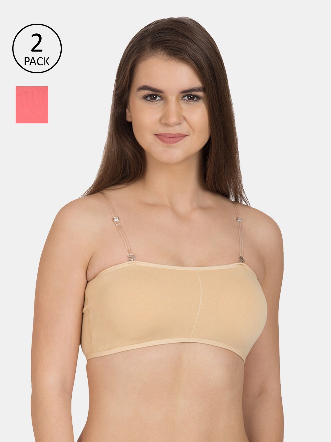 

Tweens Pack of 2 Beige & Coral Bandeau Bra