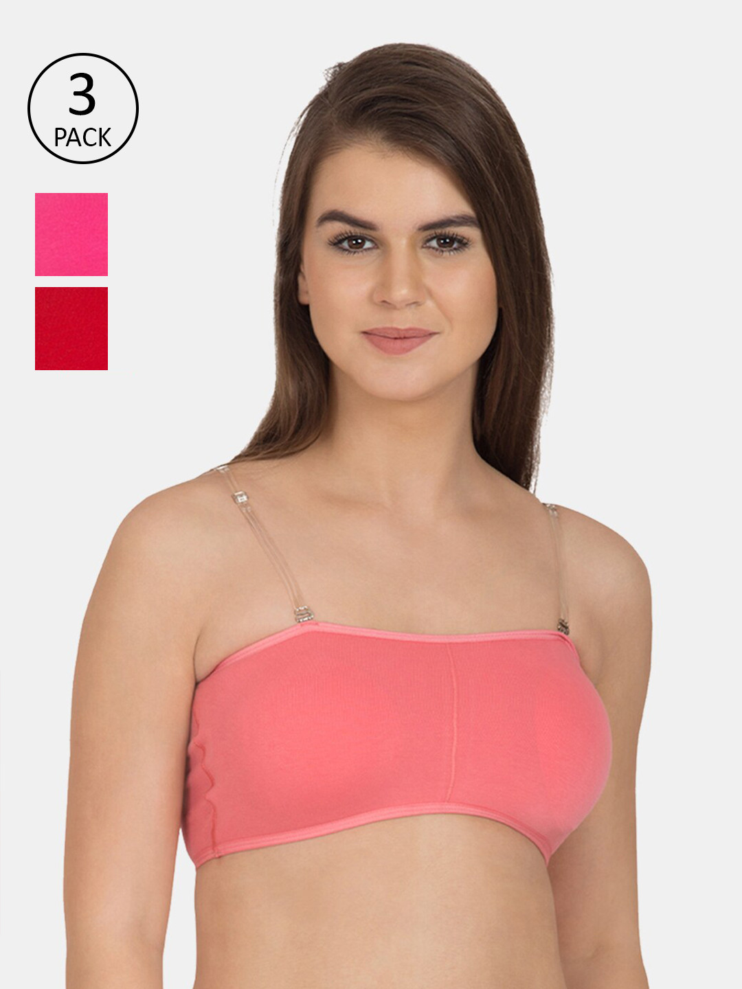 

Tweens Women Pack Of 3 Solid Tube Bra, Coral