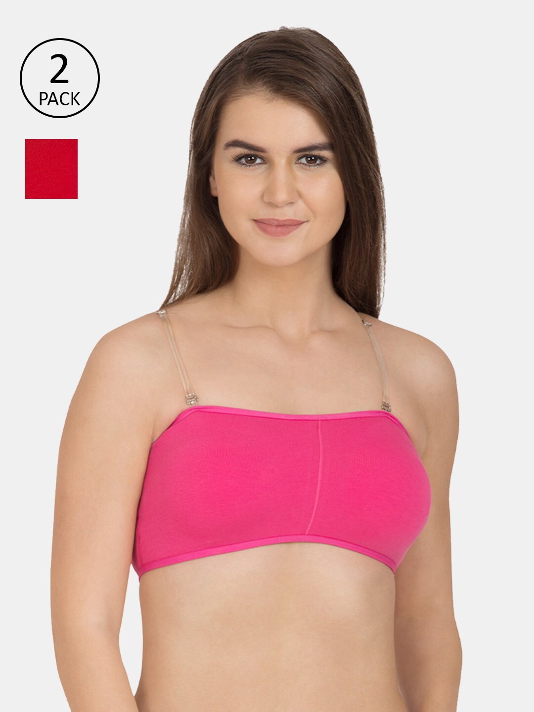 

Tweens Set-2 Pink & Red Bandeau Bra