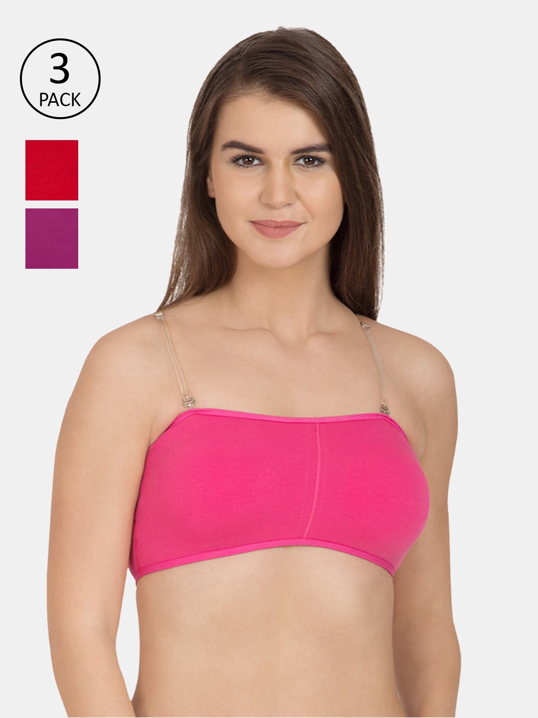 

Tweens Set of 3 Bandeau Cotton Tube Bra, Pink