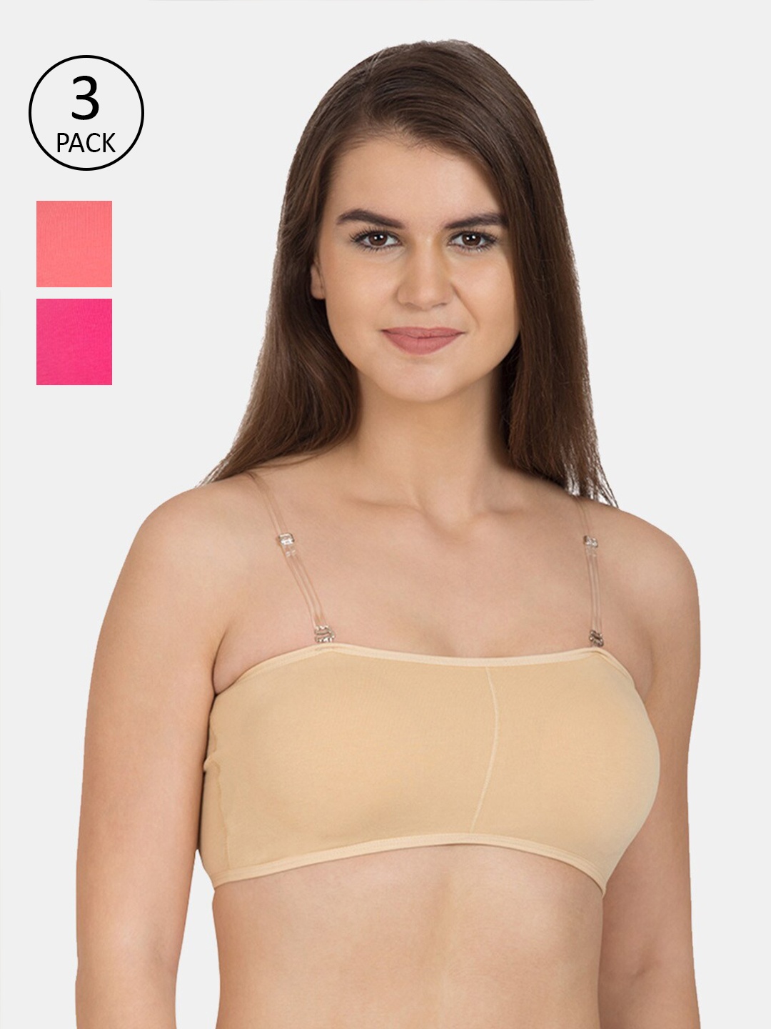

Tweens Pack Of 3 Bandeau Bras TW-9279-3PC-SK-CRL-DPK, Beige
