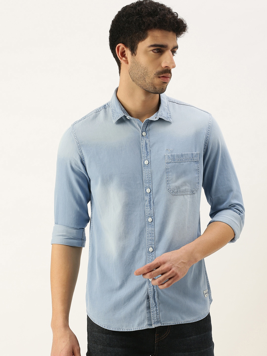 

Flying Machine Men Blue Slim Fit Pure Cotton Casual Shirt