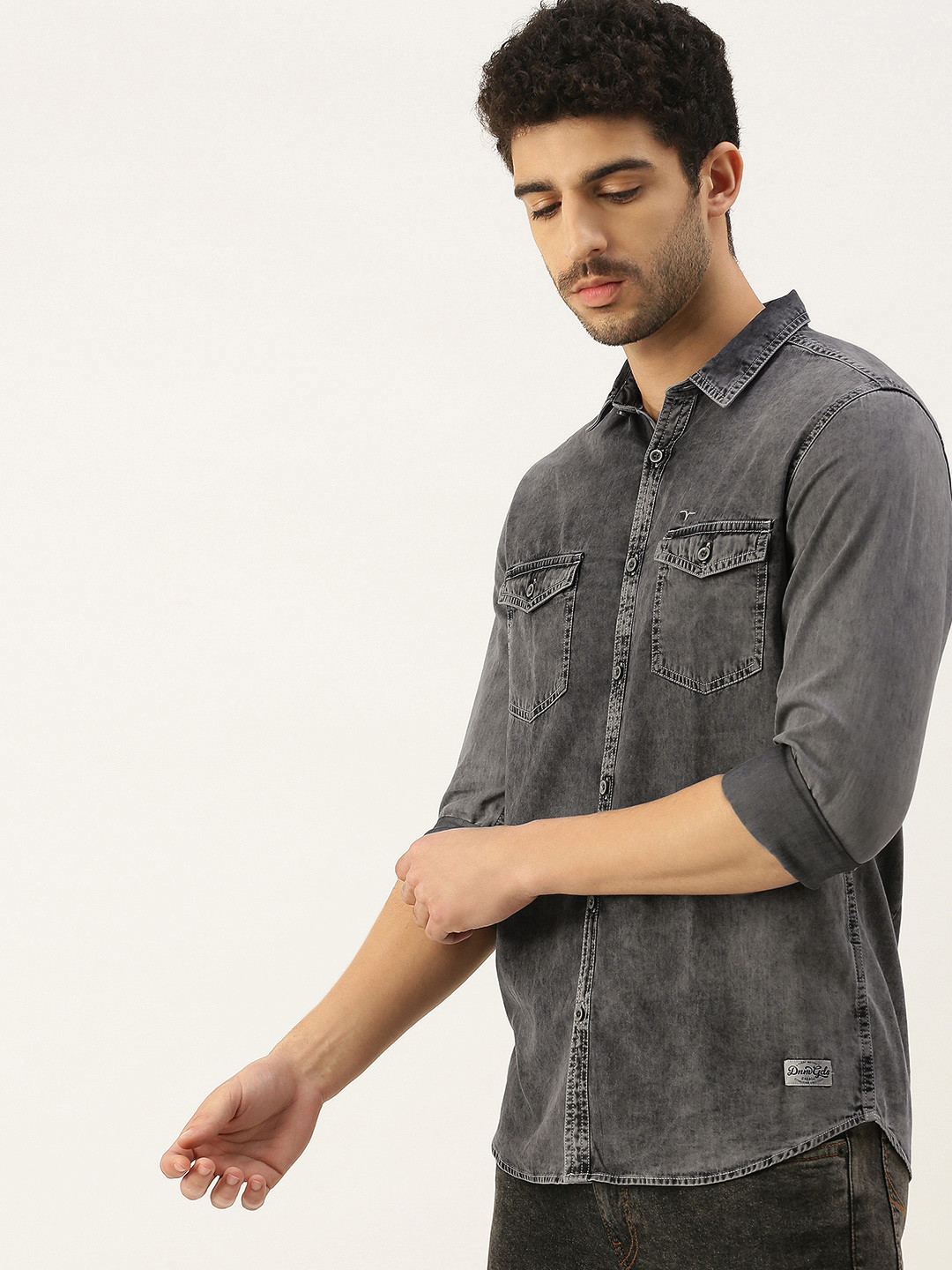 

Flying Machine Men Grey Slim Fit Opaque Casual Shirt